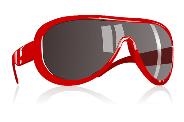 Brille mit rotem Kantenfilter