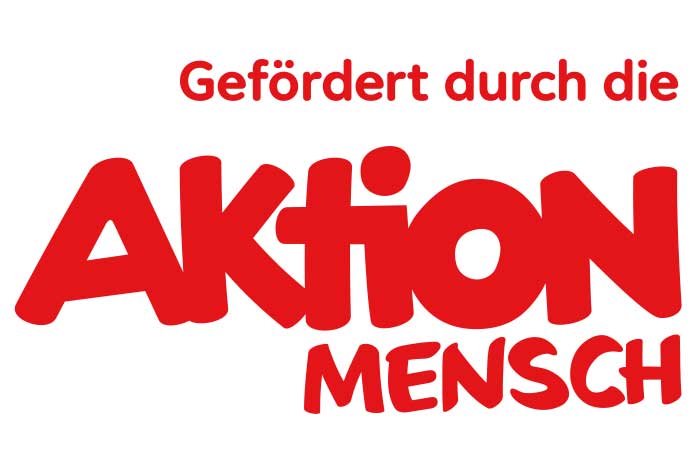 Das Logo trägt den Schriftzug “gefördert durch die Aktion Mensch““